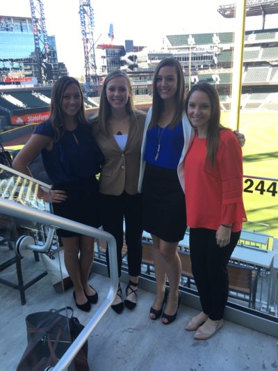 Students McKenzie Fowler, Lauren Hood, Paige Bureau, and Lauren Turner at Sun Trust Park.